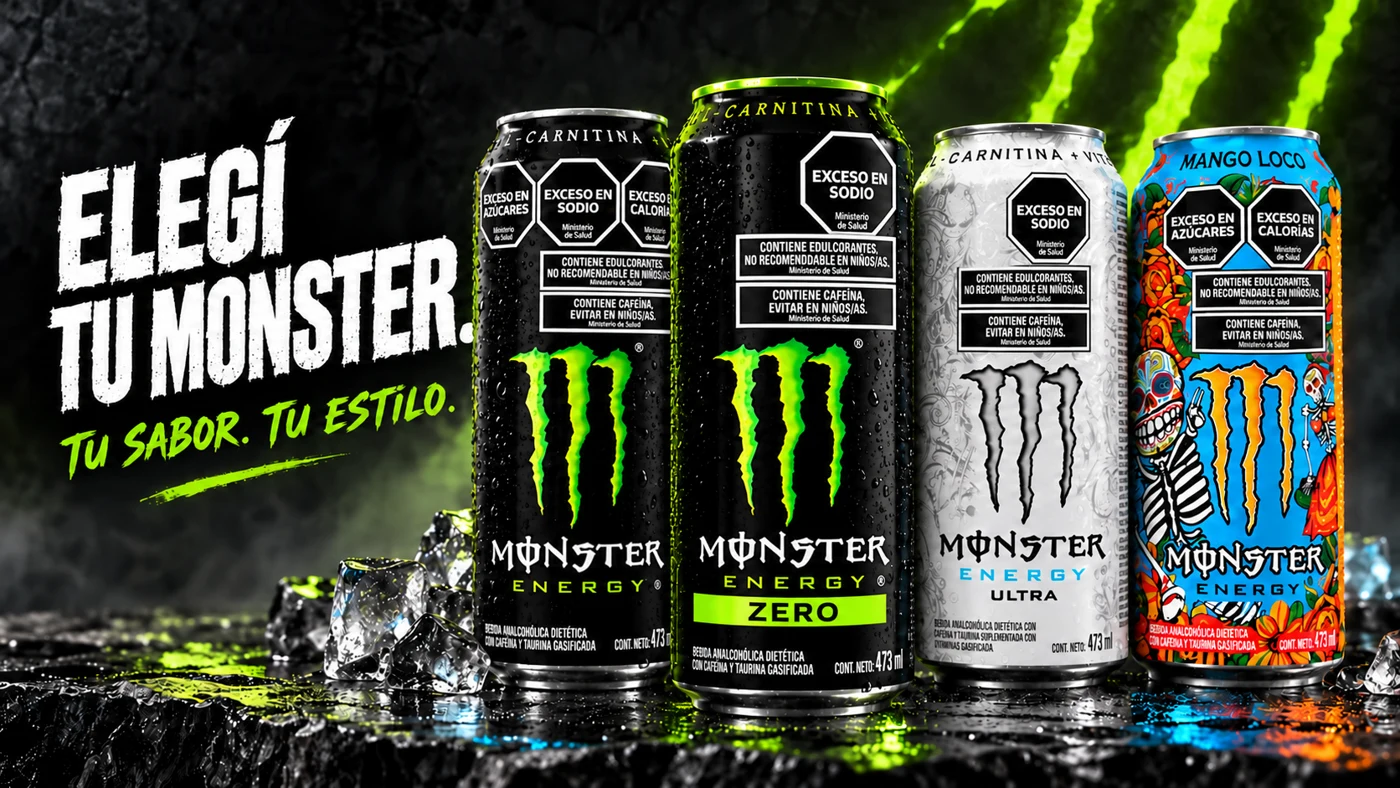 Variedades de bebidas energéticas Monster